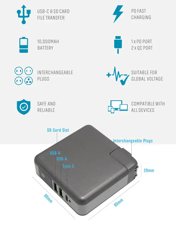 GOSPACE SuperCharger 2.0 - Power Bank and Transfer Files Device in One