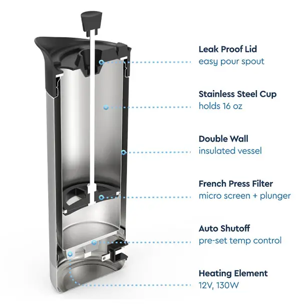 GoSun Brew - Coffee Mug with Integrated French Press, Brew Your Coffee Anywhere!