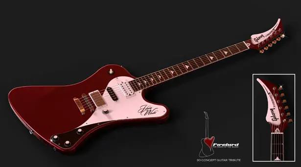 Electric Guitar Concept as Tribute To Johnny Winter and Gibson Firebird Guitar