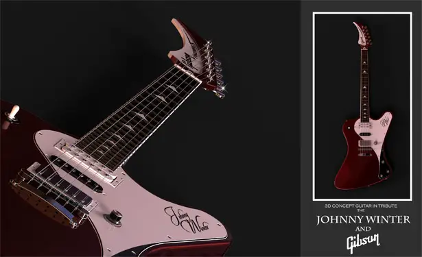 Electric Guitar Concept As Tribute To Johnny Winter and Gibson Firebird Guitar
