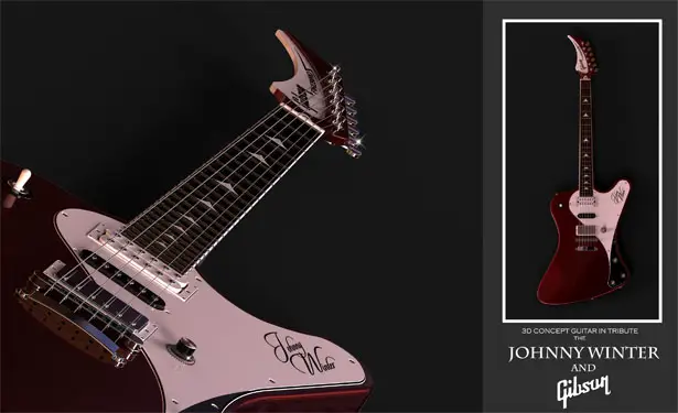 Electric Guitar Concept as Tribute To Johnny Winter and Gibson Firebird Guitar