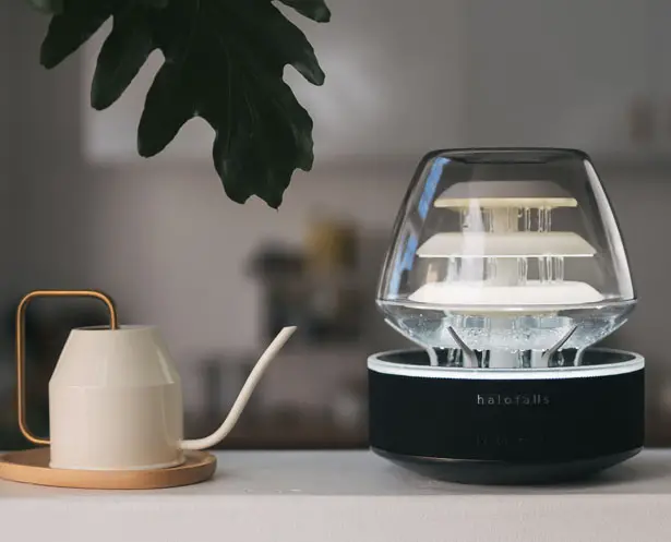 HaloFalls - Water Fountain, Bluetooth Speaker, and Ambient Lamp in One