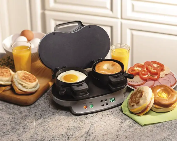 Hamilton Beach Dual Breakfast Sandwich Maker - Grey - 1200W