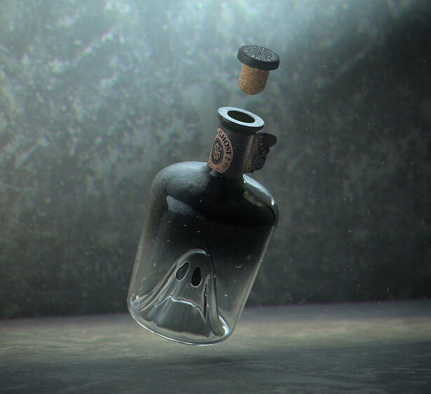 Happy Ghost Rum Bottle Packaging by Pavla Chuykina