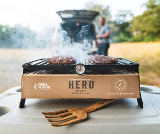 HERO Grill Portable, Lightweight Charcoal Grilling System with Bamboo Spatula