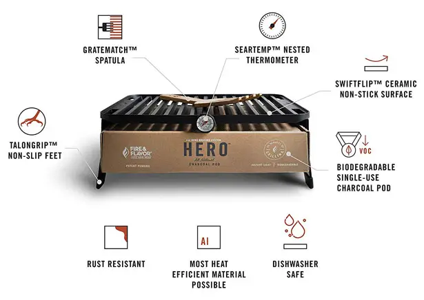 HERO Grill Portable Lightweight Charcoal Grilling System