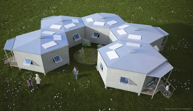 Hex House : A Hexagonal Temporary Housing for Refugees