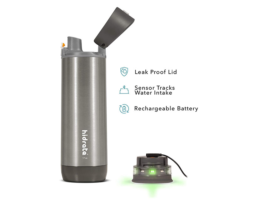 HidrateSpark STEEL Smart Water Bottle, Tracks Water Intake & Glows to Remind You to Stay Hydrated