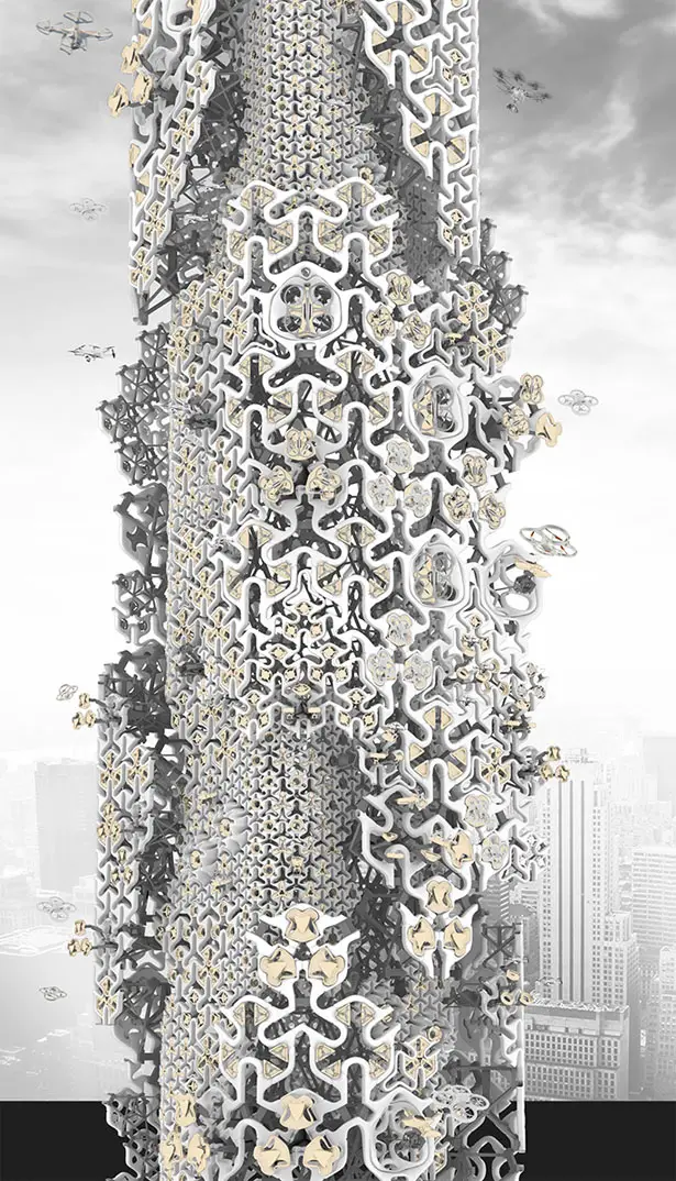 Hive Drone Skyscraper by Hadeel Ayed Mohammad, Yifeng Zhao, and Chengda Zhu