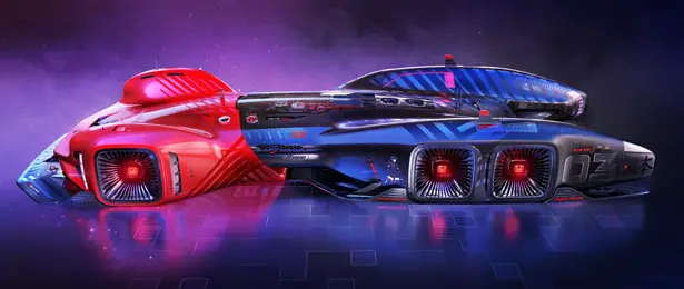 Futuristic Honda Cyberrace for Future Racecar Competition by Frederic Le Sciellour