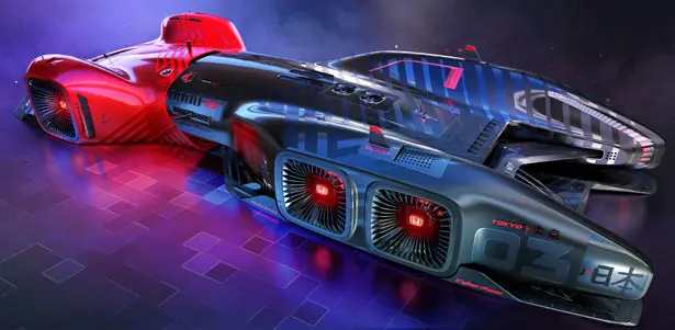 Futuristic Honda Cyberrace for Future Racecar Competition by Frederic Le Sciellour