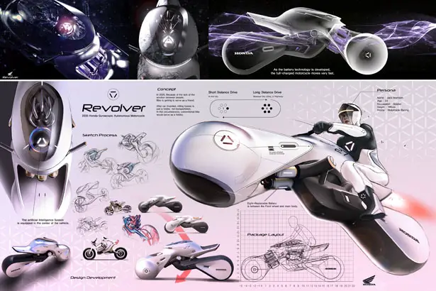 Futuristic Honda Revolver Concept Vehicle by Hongyup Song