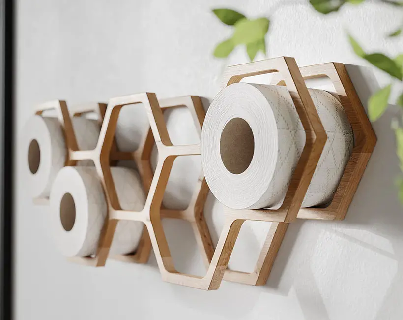 Artistic Honeycomb Wall Mounted Toilet Paper Rolls Holder To Style 