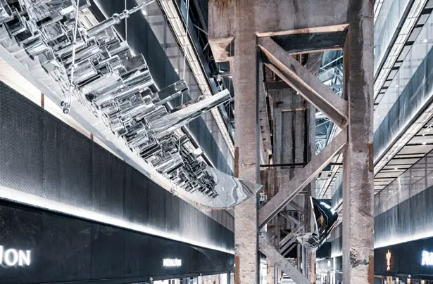 Hongtao Zhou's Shanghai Riverside Textscape Installation - Sailing through Shanghai Shipyard MIFA 1862 by Kengo Kuma