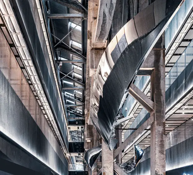 Hongtao Zhou's Shanghai Riverside Textscape Installation - Sailing through Shanghai Shipyard MIFA 1862 by Kengo Kuma