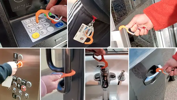 Hookey Antimicrobial Silicone Hook Tool Eliminates The Need to Touch Certain Surfaces