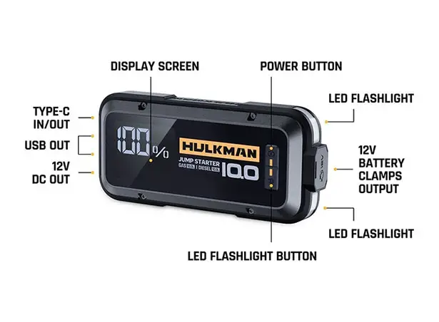 Durable Hulkman Alpha 100 Smart Jump Starter with Large Digital Screen -  Tuvie Design