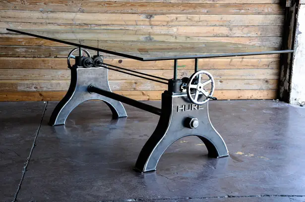 Hure Crank Table by Vintage Industrial Furniture