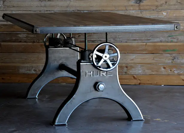 Hure Crank Table by Vintage Industrial Furniture