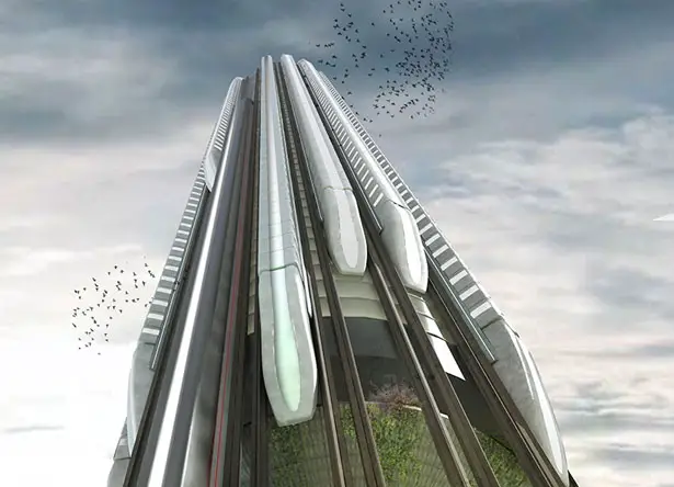 Hyper-Speed Vertical Train Hub by Christopher Christophi and Lucas Mazarrasa