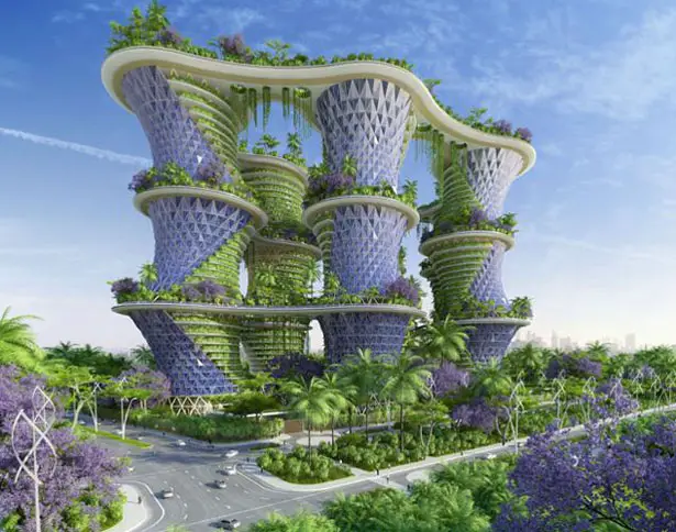 Hyperions - Agroecology and Sustainable Food Systems Growing Up Around Wooden and Timber Towers by Vincent Callebaut Architects