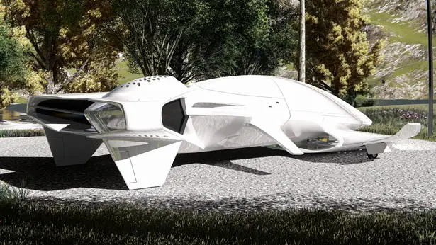 Futuristic Hyperlight Aeros Amphibious Vehicle by Lee Rosario