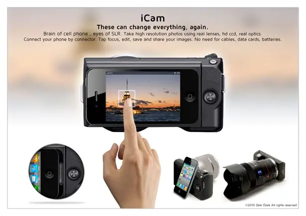 iCam integrates iphone on digital camera