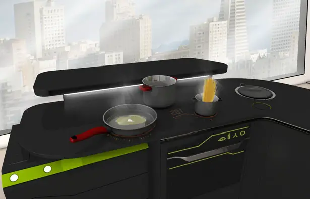 ifood remote controlled modular kitchen concept