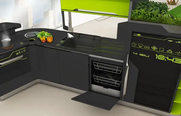 ifood remote controlled modular kitchen concept