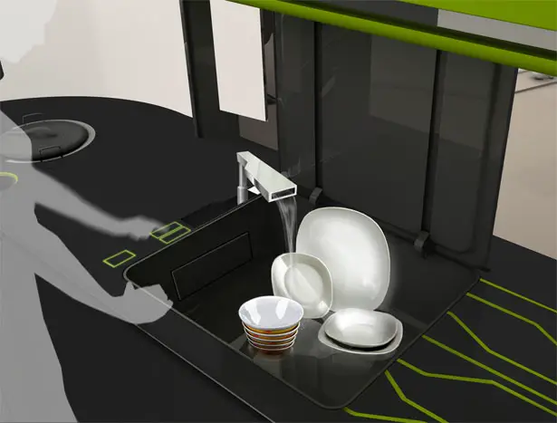 ifood remote controlled modular kitchen concept