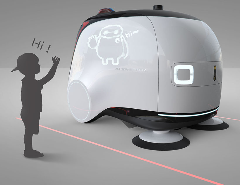 Future Interactive, Intelligent Unmanned Sweeper for City Streets by Lan Wei