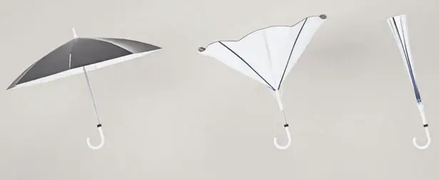 Inverted Umbrella Folds Inside Out To Prevent Water Splashes Onto Your Clothes