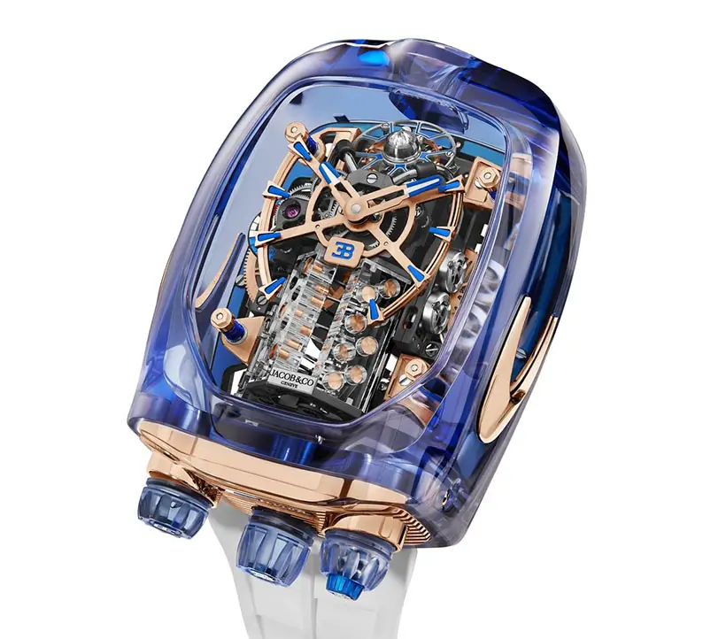 Jacob & Co. Bugatti Chiron Blue Sapphire Crystal Watch - A Miniature Bugatti's Engine on Your Wrist