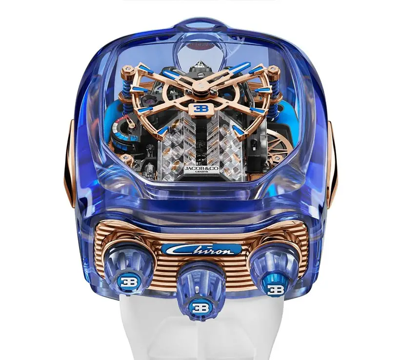 Jacob & Co. Bugatti Chiron Blue Sapphire Crystal Watch - A Miniature Bugatti's Engine on Your Wrist