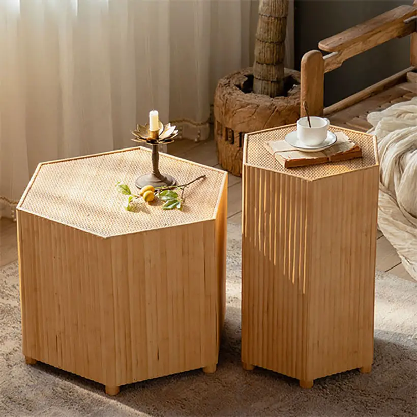 Japanese Style Rattan Side Table 