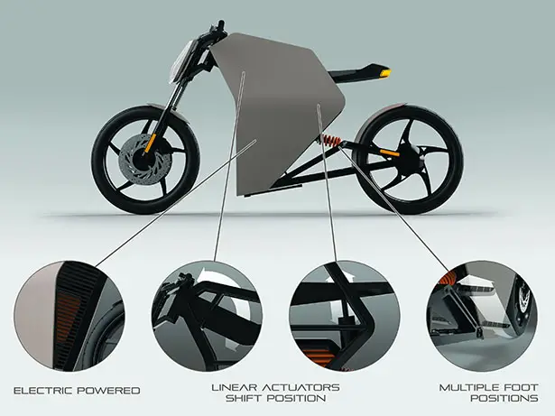 Kaishi Multi-Positional Electric Motorcycle Concept by Sean Cruickshank