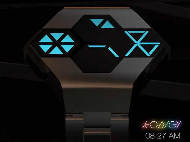 Futuristic Kodigy Watch with Hexagonal Watch Face