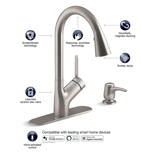 Kohler Setra Voice Activated Pull-Down Sprayer Kitchen Faucet