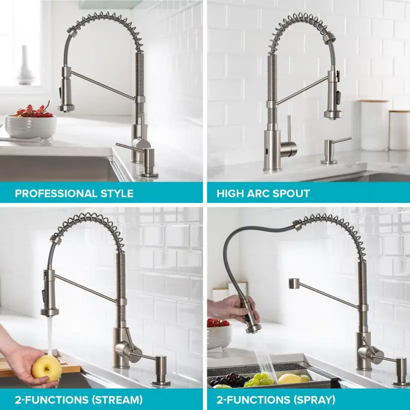 Kraus Bolden Touchless Single Handle Kitchen Faucet with Accessories