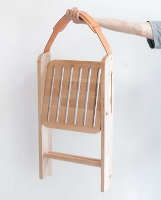 Lahu Folding Chair with Handcrafted Leather as Backrest