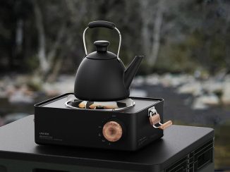 Modern Lava Box Portable Stove Concept Features Wooden Control Knob