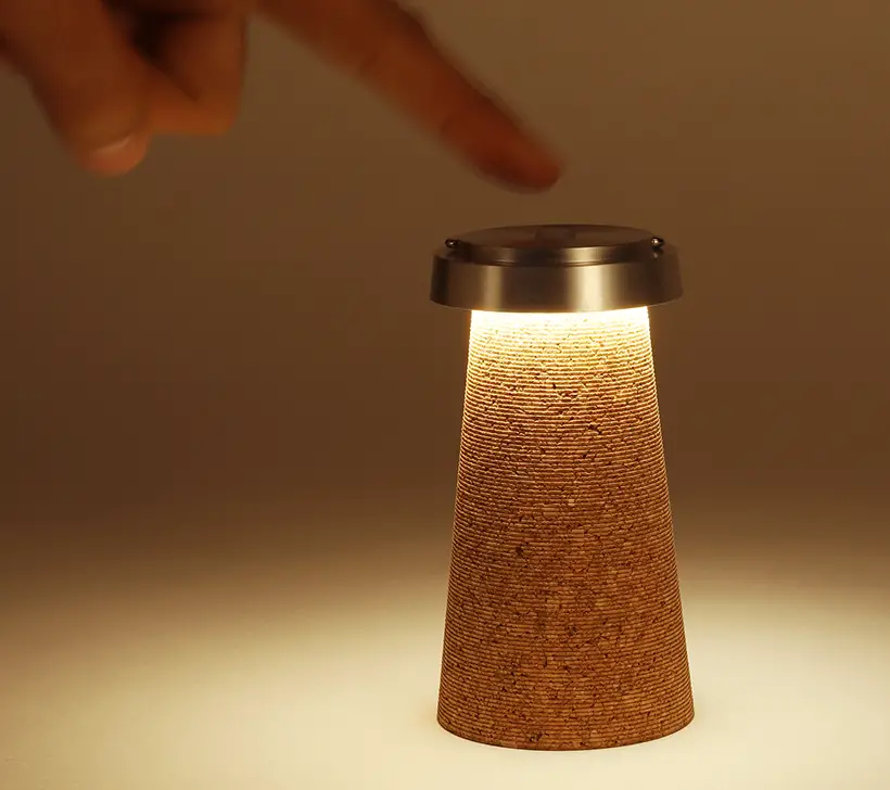 Lead Recycled Cork LED Lantern by Takanori Urata