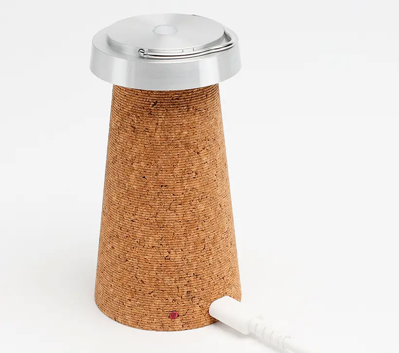 Lead Recycled Cork LED Lantern by Takanori Urata