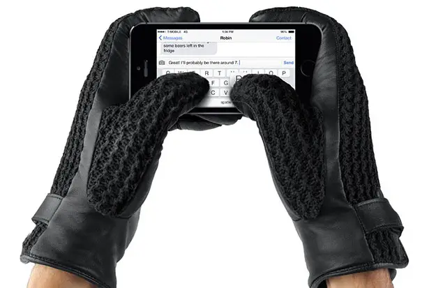 Leather Crochet Touchscreen Gloves