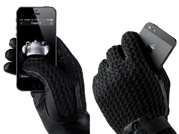 Leather Crochet Touchscreen Gloves