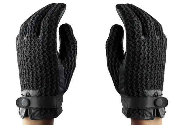 Leather Crochet Touchscreen Gloves