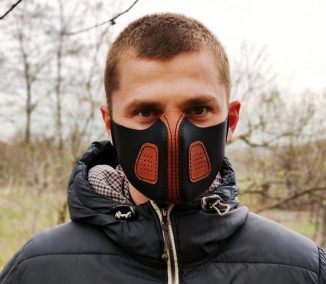 Genuine Leather Face Mask with Pocket Filter to Cover Your Nose and Mouth from Dust or Droplets