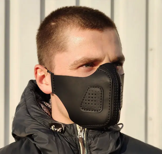 Genuine Leather Face Mask with Pocket Filter to Cover Your Nose and Mouth from Dust or Droplets