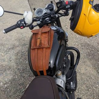 Vintage Leather Tank Bag Designed for Ducati Desertsled and Ducati Scrambler