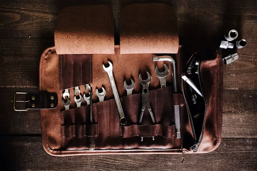 Hand-Crafted Leather Tools Roll Bag with 11 Slots and a Metal Buckle ...